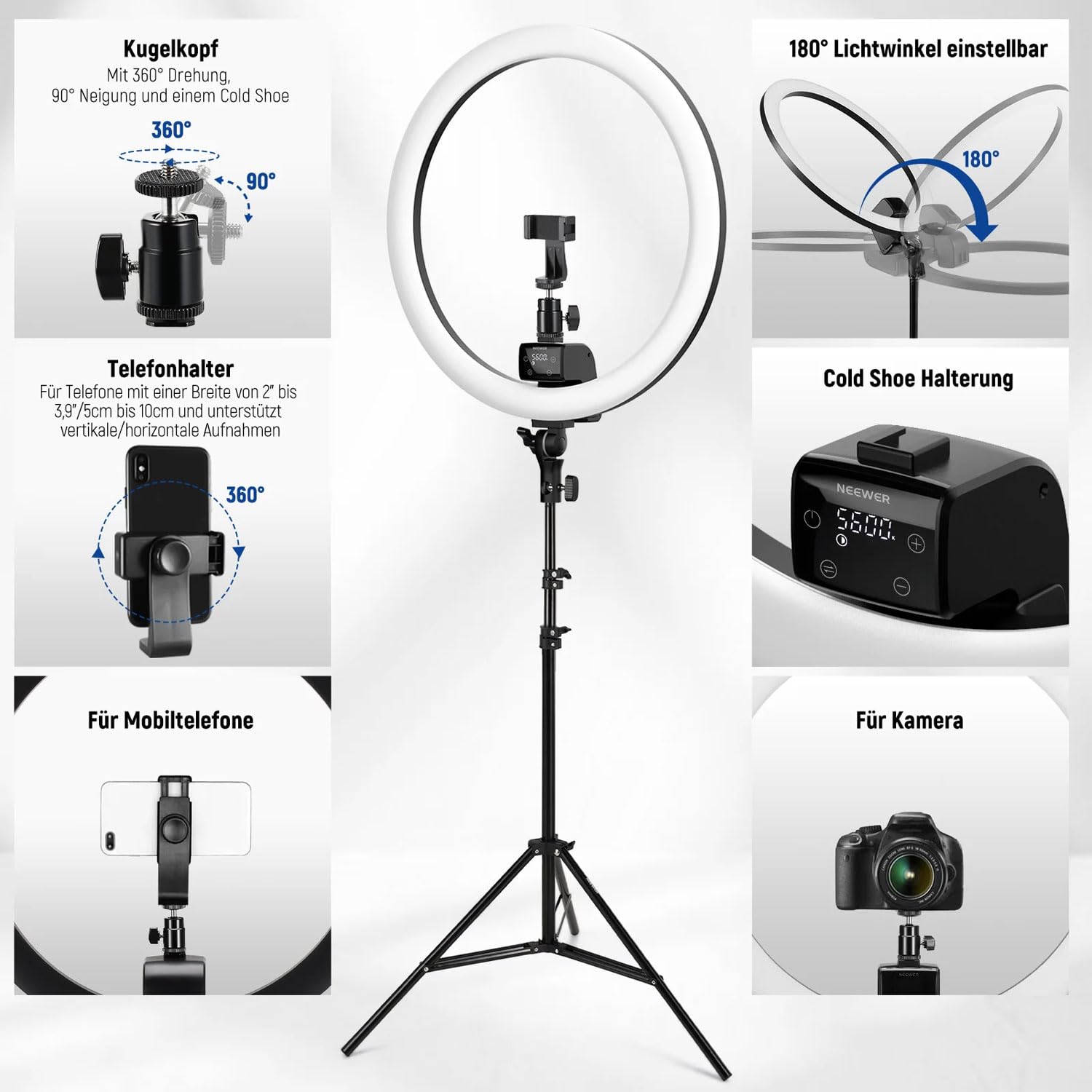 SRP18-2.4G Ringlicht LED-Leuchte mit Fernbedienung und keepdrum Mikrofasertuch