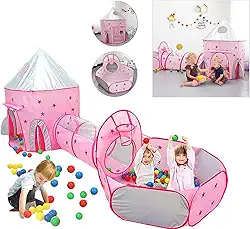 Estrela - Barraca Infantil Astronauta, Cabana Meninas e Meninos para Ar Livre e Uso Interno, 3 em 1 Com Toca Fort Procura Tesouro e Basquete