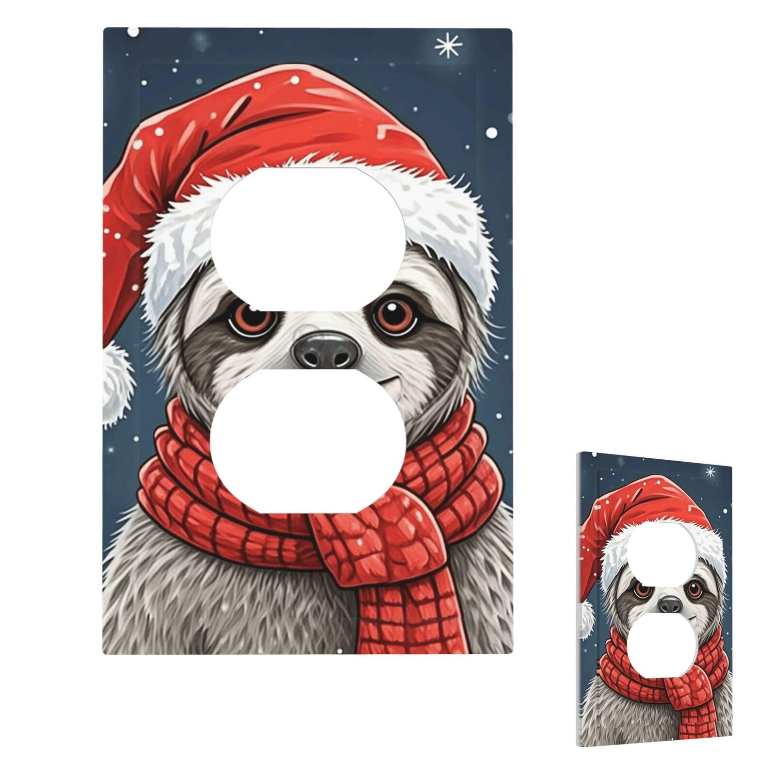 Fekiloot Duplex Christmas Sloth Wall Plate Cover Modern Decorative 1 Gang Light Switch Cover Unbreakable Receptacle Outlet Covers For Living Room Bedroom Home Decor