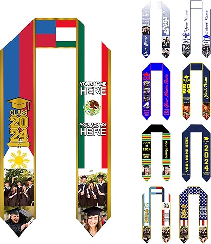 Miniatura 2 de Faja de graduación personalizada de felicitaciones, regalos de graduación personalizados, para la clase de 2024-72 pulgadas