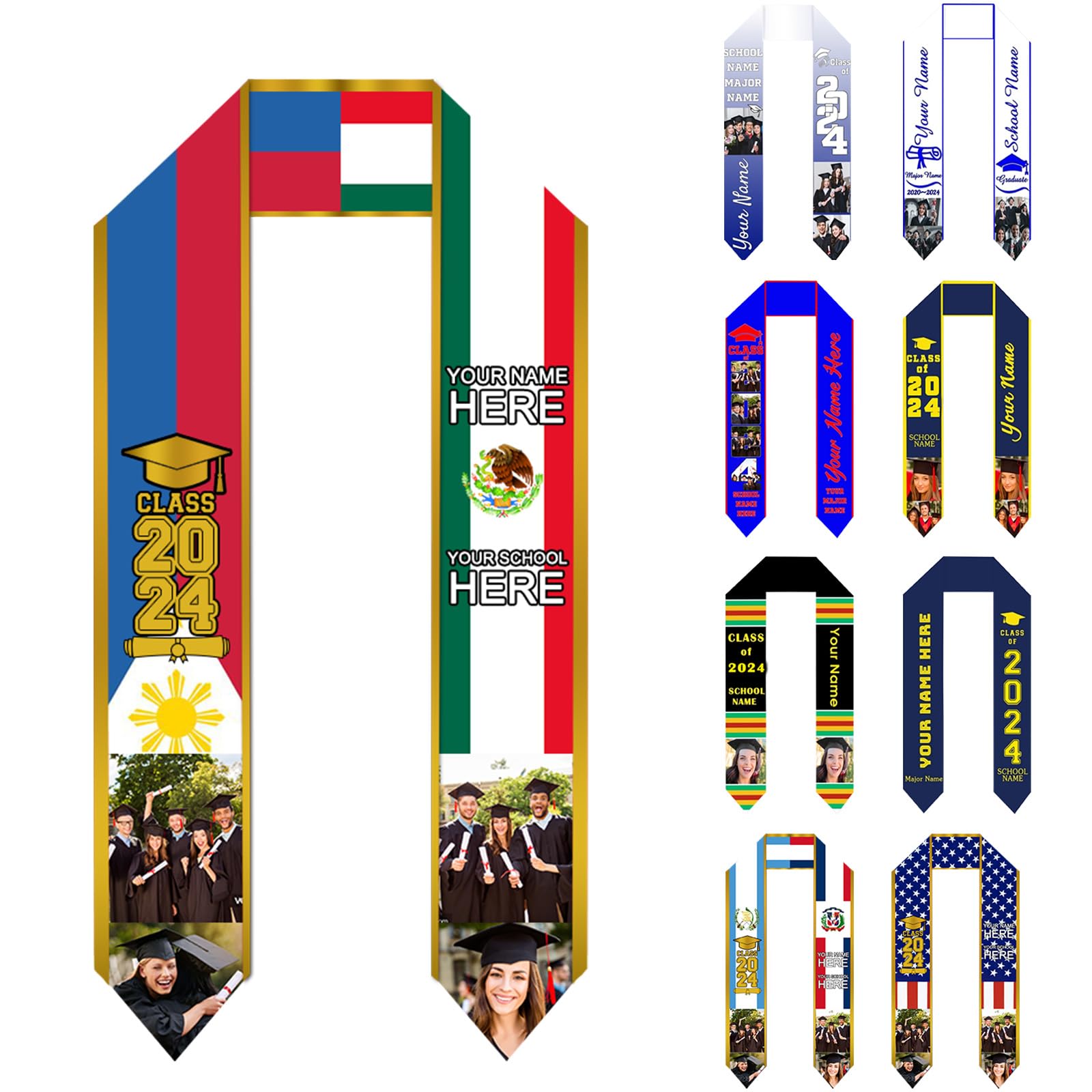Betenshtresk Custom Congratulations Graduation Sash Personalized Graduation Gifts Stole Customize Class of 2024 Stole - 72 Inches