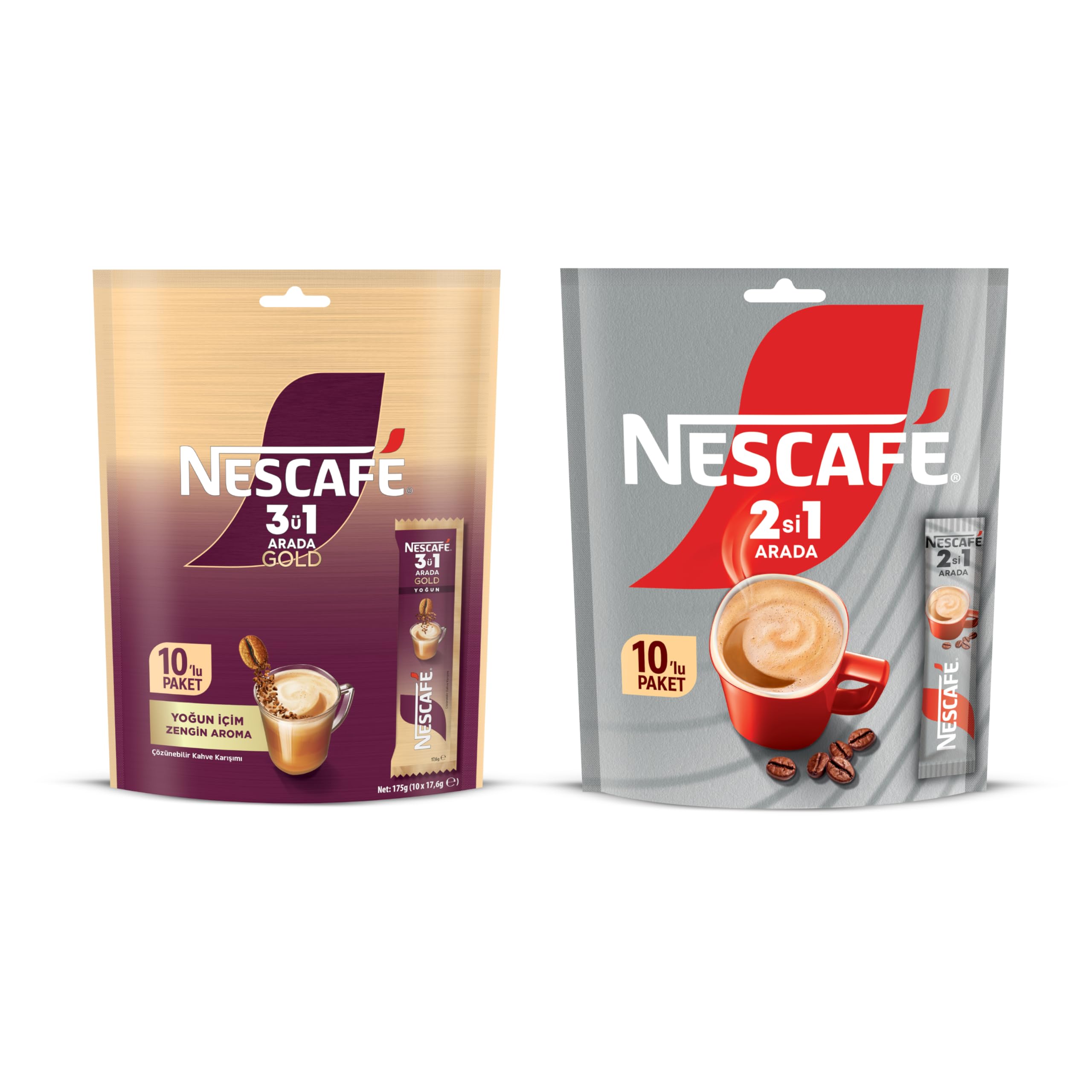 Nescafe 3ü1 Arada Gold Yoğun 10'lu Paket & Nescafe 2si1 Arada 10'lu Paket