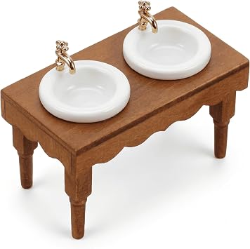1/12 Scale Dollhouse Basin Sink Mini House Bathroom Furniture Basin Mini Cabinet Adornments for Bathroom Scene Prop