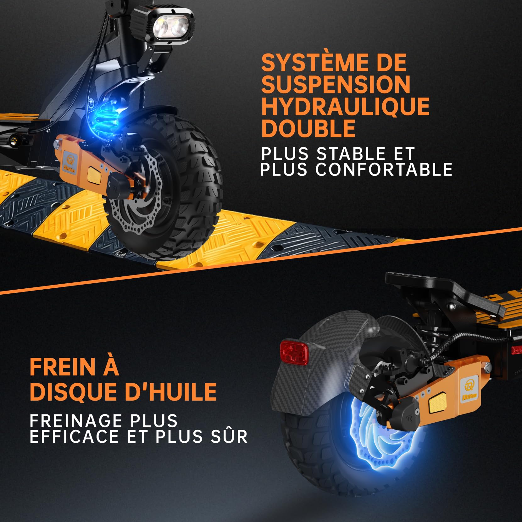 T2 Master Trottinette Électrique, Autonomie Max 65KM, Double Moteur, Batterie 52V 20.8Ah, Pneus Tout-Terrain 10 Pouces, 3 Mode de Vitesse, Affichage Intelligent, Facile à Plier