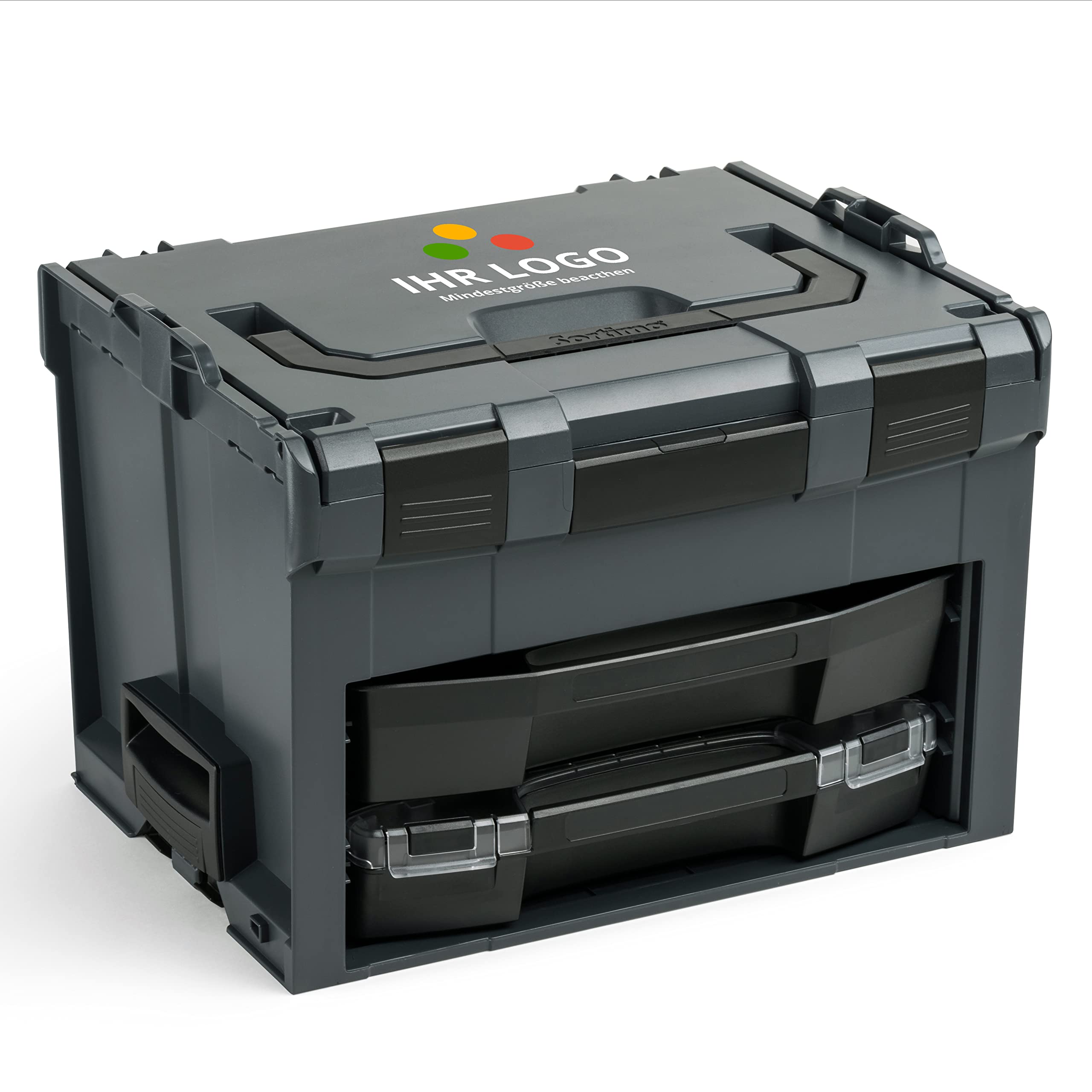 Bosch Sortimo LS BOXX 306 | incluye cajón i-BOXX 72 B3 y LS 72 vacío en antracita personalizable con su logotipo, caja de herramientas profesional vacía | caja de herramientas vacía de plástico vacía
