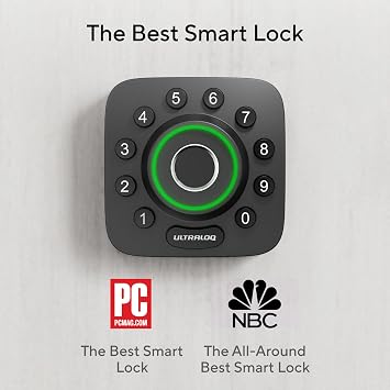 ULTRALOQ U-Bolt Pro Smart Lock, Keyless Entry Door Lock via Bluetooth, Smartphone, Fingerprint ID, Anti-peep Keypad, Auto Unlock, Smart Lock for Front Door, Smart Deadbolt Lock, IP65 Waterproof