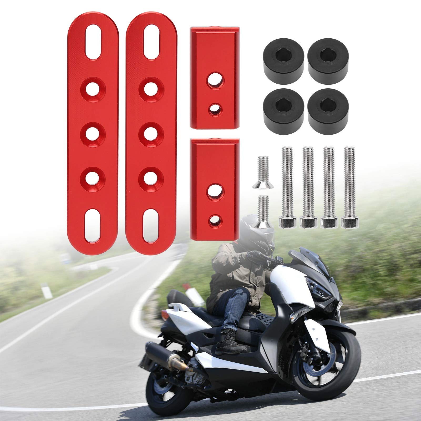 EVGATSAUTO Staffa Per Fari Moto Universale - Supporto In Alluminio Per Ruota Anteriore Compatibile Con Xmax300, Nmax155, Aerox, Nvx155 (Rosso)