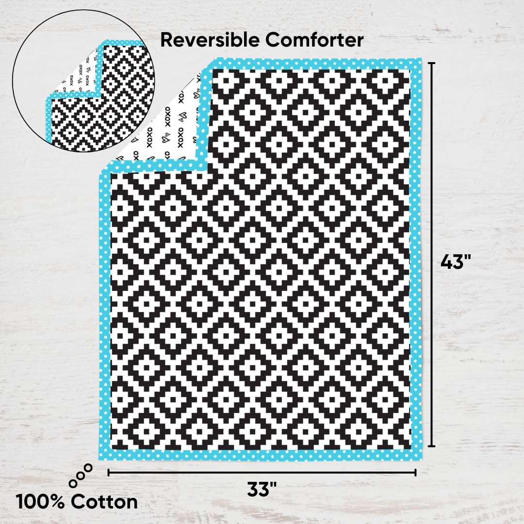 Bacati - 10 Piece Crib Bedding Set with 2 Crib Fitted Sheets - Love Black Turquoise