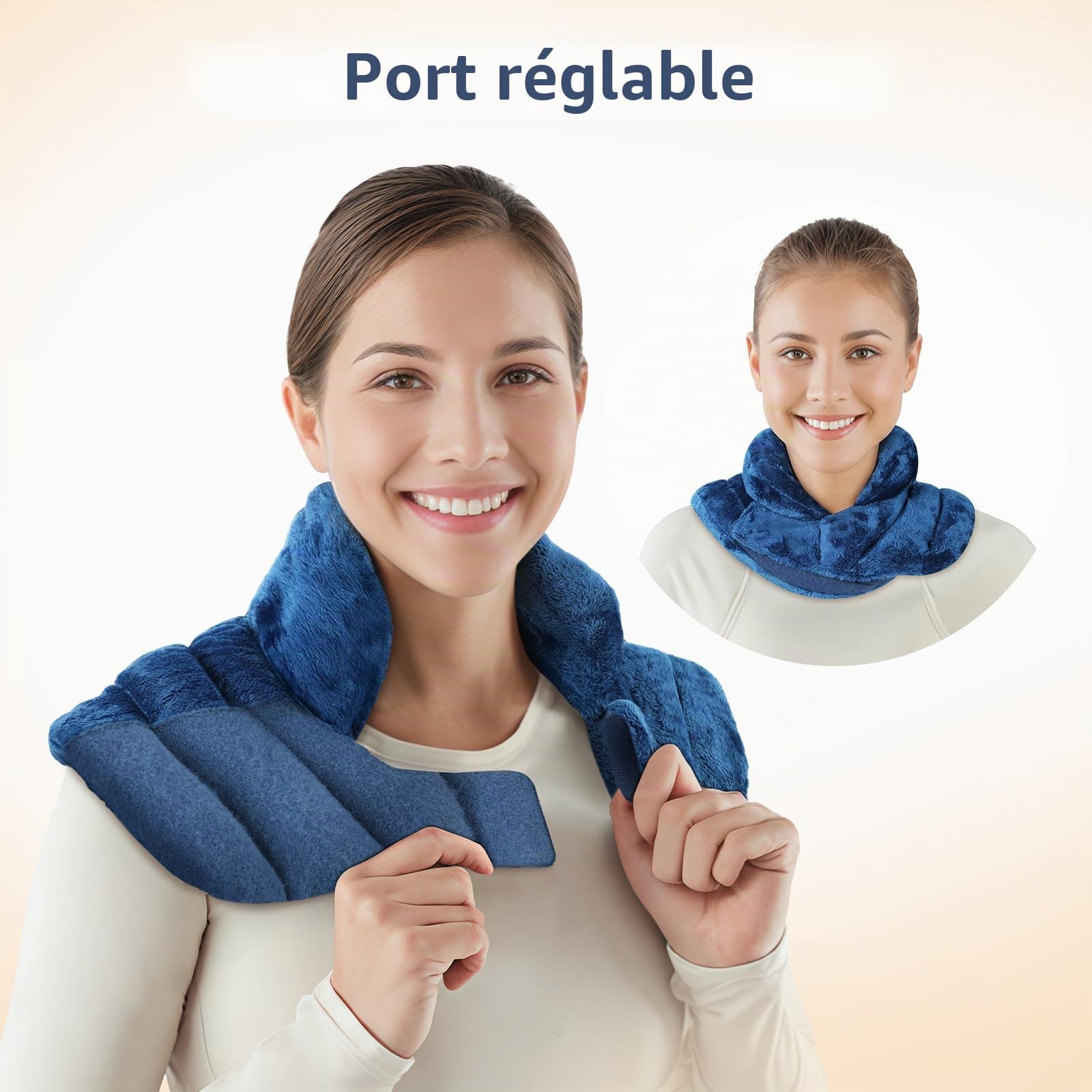 Comfytemp Bouillotte Cervicale à Poids Lesté, Coussin Aux Grains (1,1 kg), Chauffable au Micro-ondes, Coussin Chauffant Micro Onde, Surface Ultra-douce, Chaleur Humide Naturelle aux Graines de Lin