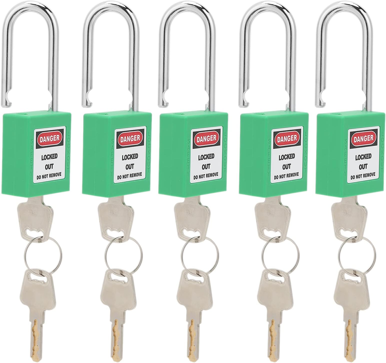 Lock Out Tag Out Padlocks, One‑Piece Shell Design Non‑Conductive Thermal Engineering Plastic Lockout Tagout Locks for Factory Power Plant(Green)