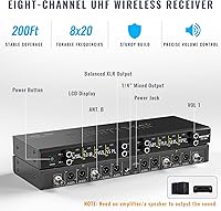 Vista 3 de Phenyx Pro Juego de micrófono inalámbrico de metal de 8 canales PTU-4200-8H con estuche de transporte PCSE-M