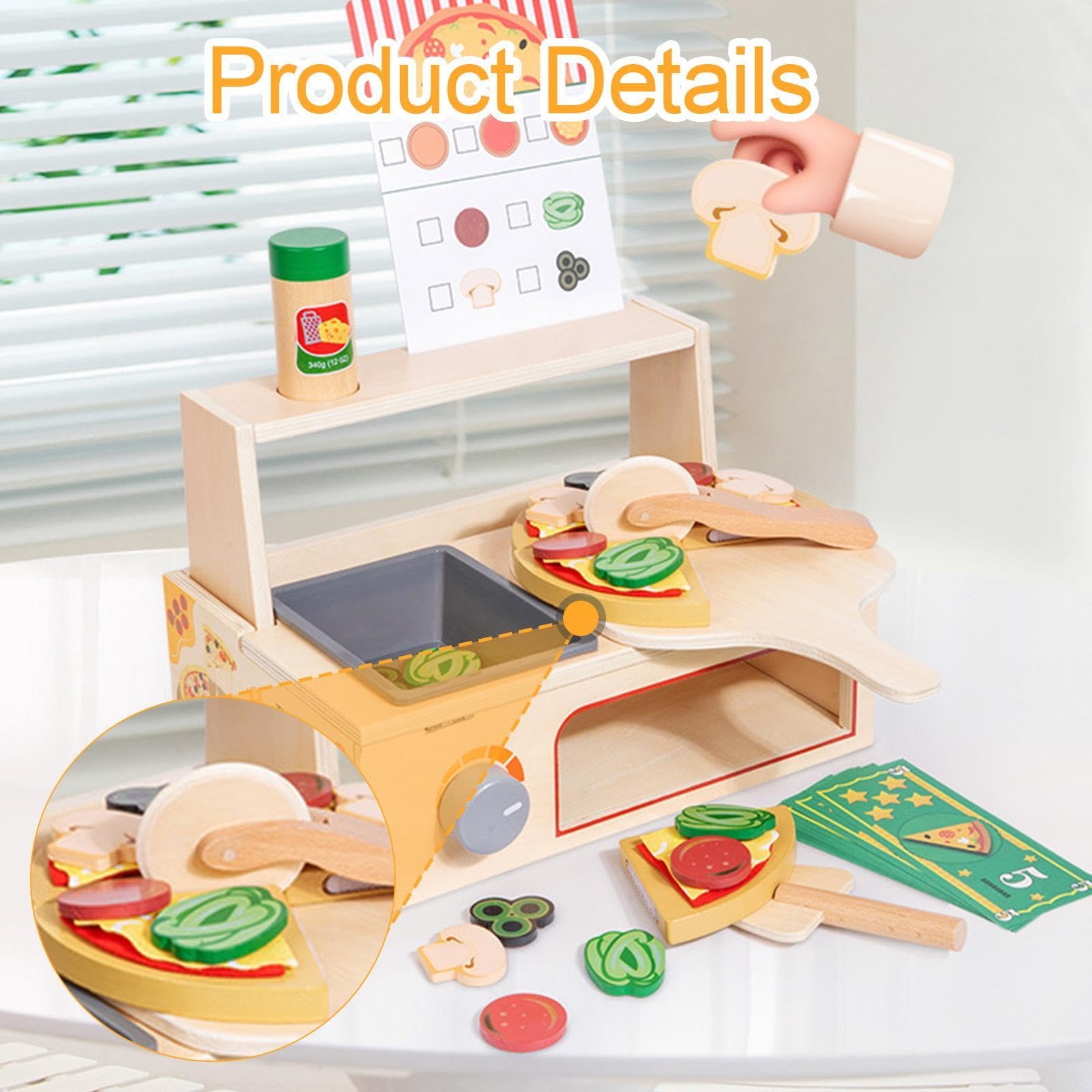 Fenteer Giocattolo di Pizza in Legno, Gioco di Ruolo, Giocattoli per Genitori E Bambini, Giochi per Le Vacanze