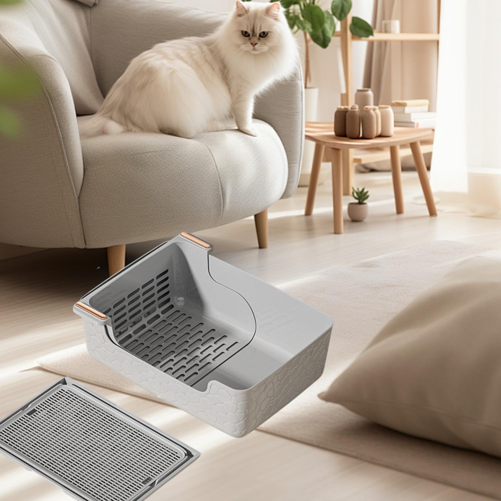 Pet Dog Toilet Pet Pee Toilet Easy Maintenance Sturdy Training Corner Dog Potty Tray for Puppy Cats Other Pets Outdoor, Gray with Mat