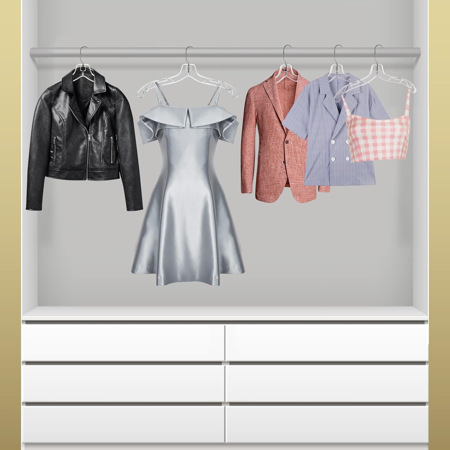 12 Pack Clear Plastic Hangers,Shirt Hanger Clear Hangers with 360 Swivel Metal Hook,Heavy Duty Dress Hangers Coat Hangers for Clothes Shirts Dresses,16.7 Inch - Image 6