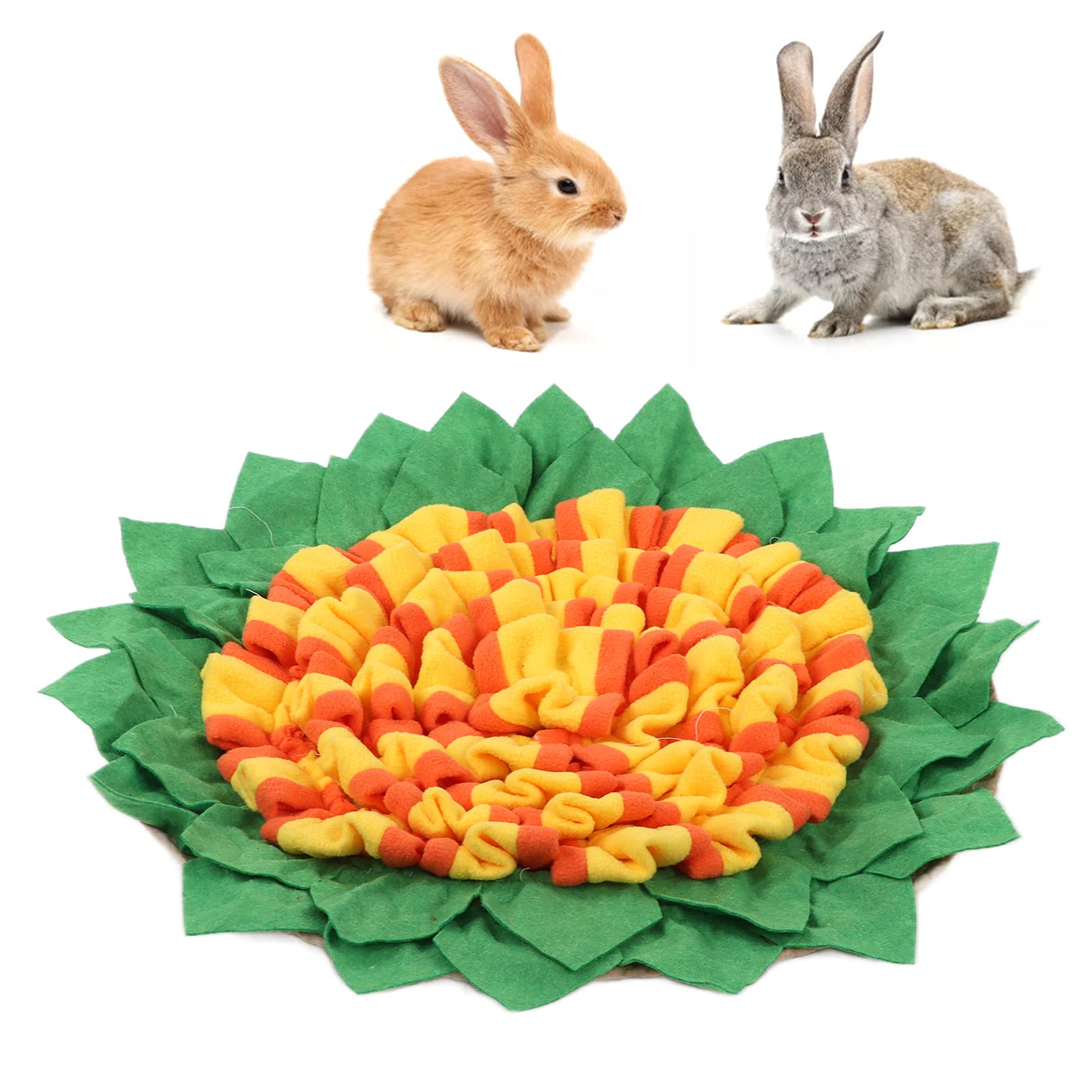 QWORK Schnüffelmatte Für Kaninchen & Meerschweinchen – 58,4 X 58,4 Cm, Buntes Gemüsemuster, Aus Polarfleece