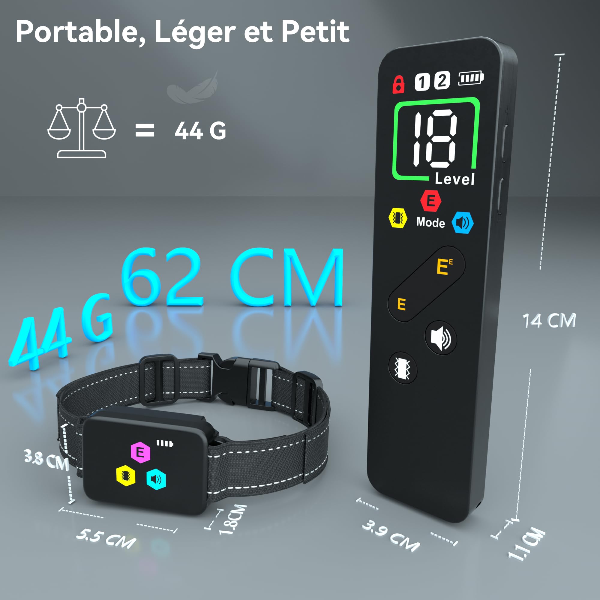 Meloive Collier de Dressage pour Chien,Portée de 3000 Mètres,3 Modes Vibration/Choc Électrique/Son avec Verrouillage de Sécurité,Collier Rechargeable pour Gros Petit Chien