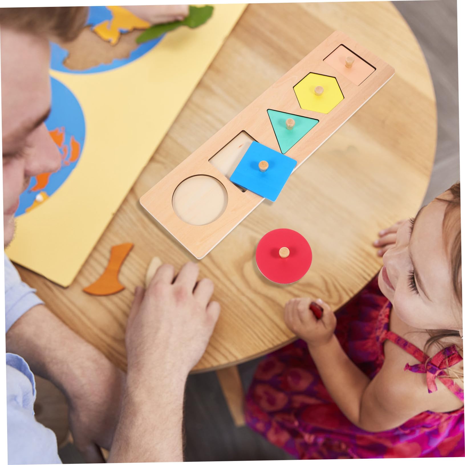 WOONEKY Juguete Educativo Montessori Paneles Geométricos de Madera para Pequeños de Rompecabezas de Bloques de Madera para Desarrollo Cognitivo y Reconocimiento de Colores