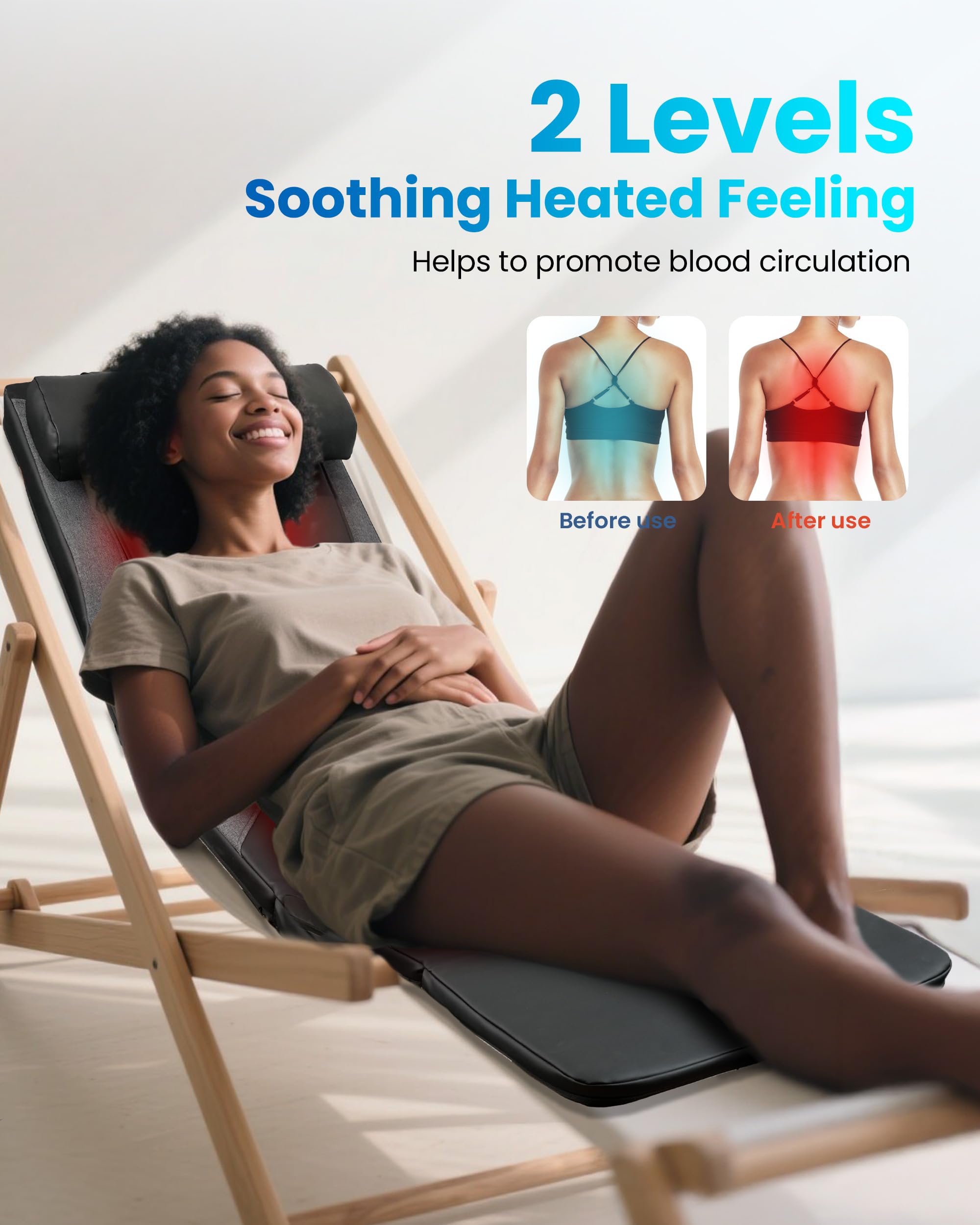 COMFIER Colchoneta de Masaje Cuerpo Completo con Calor y Masaje Shiatsu en la Espalda, Masaje Profundo, Masajeador de Espalda Función de Vibración, Apta para Sillas, Sofás o Camas, Regalo Mujer Hombre