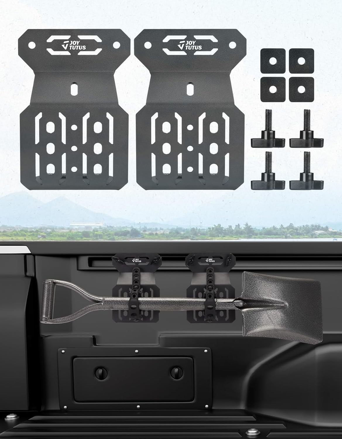 JOYTUTUS Bed Rail Mount Brackets Compatible with Tacoma, Bed Rail Modular System for Shovels, Axe, Recovery Boards, Fuel Cans & Other Tools, Tacoma Accessories