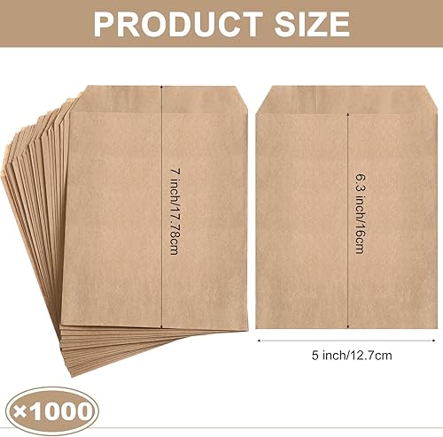 Miniatura 2 de Outus 1000 mini bolsas planas de papel de estraza natural, palomitas de maíz, regalos de fiesta, bolsas de mercancía para galletas, postres,