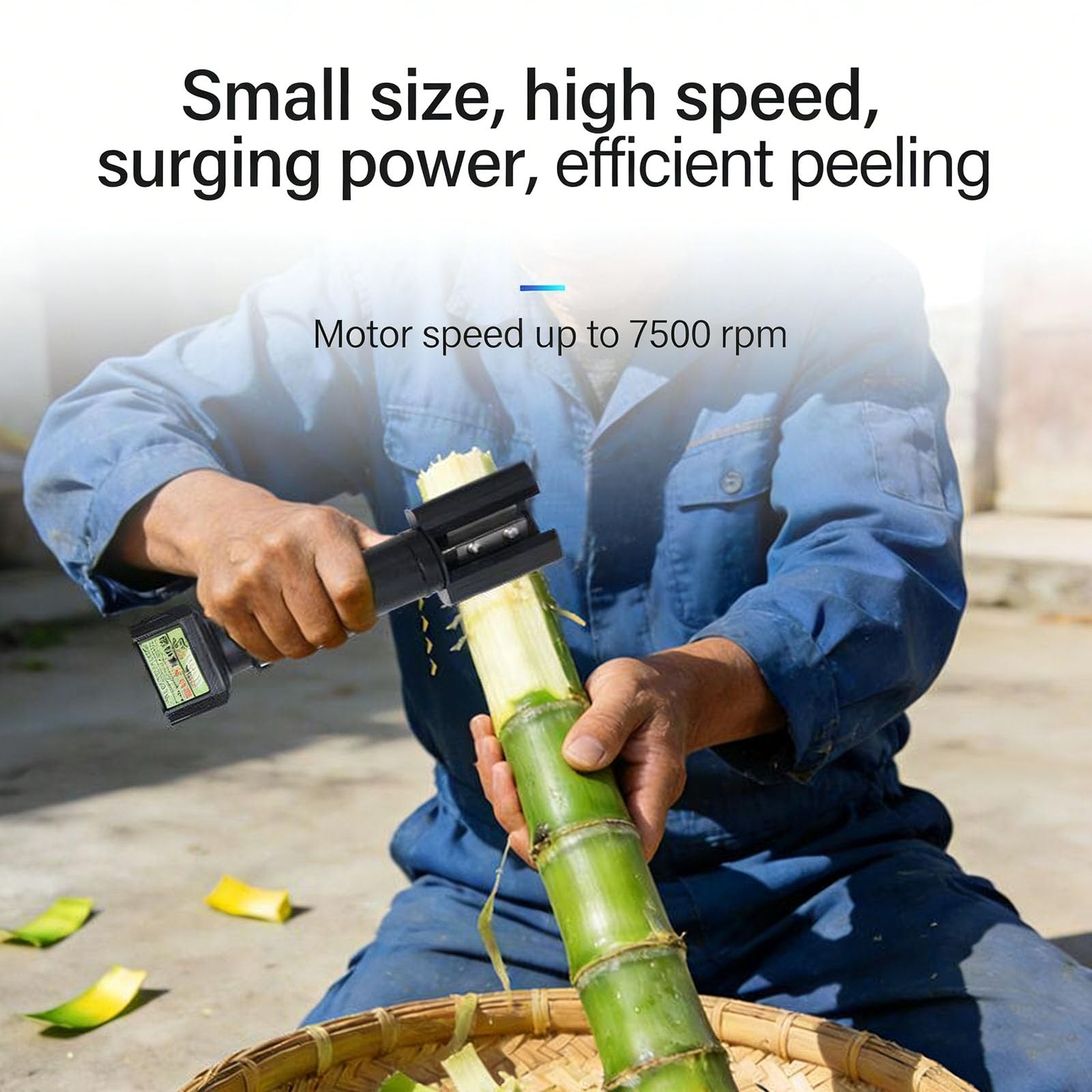 Pelapatate Elettrico per Canna da Zucchero, Sbucciatore Automatico per Canna da Zucchero, Pelatura Precisa in 3 Secondi, Nessun Danno alla Frutta, Motore in Rame Puro, 7500 Giri/min, per Cocco