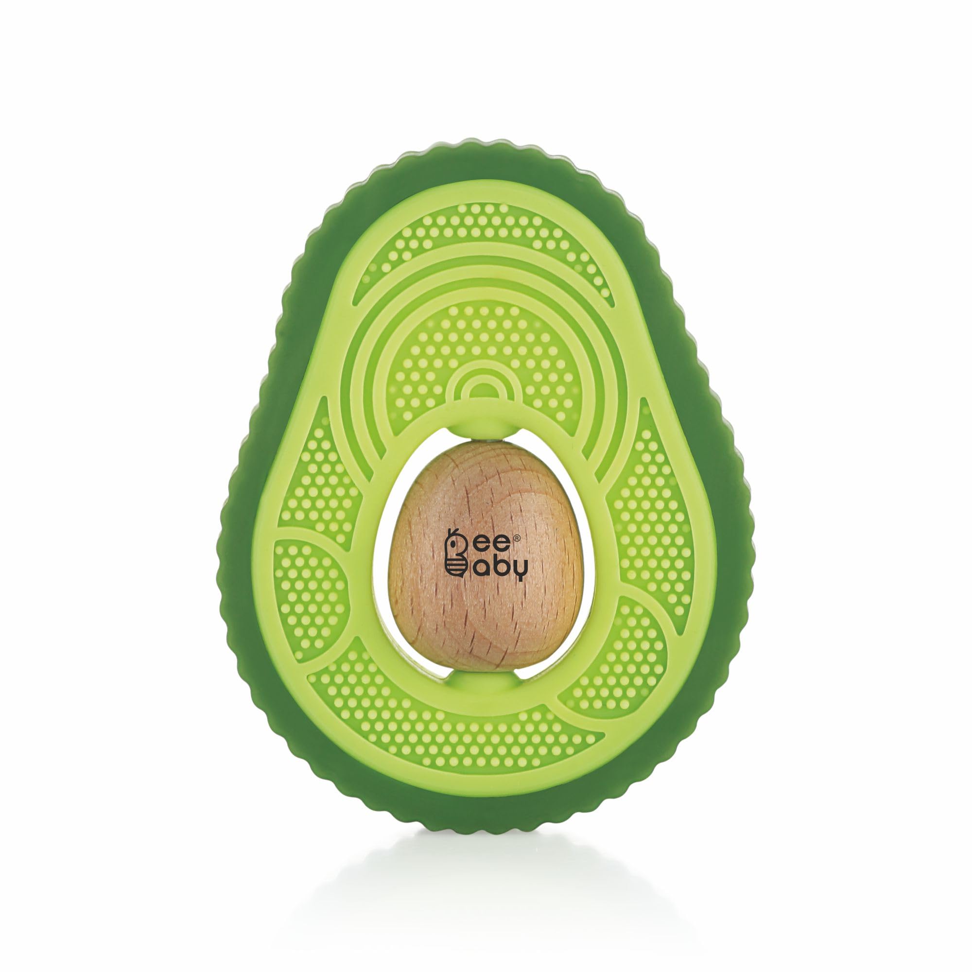 BeeBaby Avocado Shape 2 in 1 Soft Silicone & Beech Wood Teether for 6 to 12 Months, BPA Free Teething Toy for Babies with Textured Surface for Soothing Gums. (Avocado - Green)-image-34