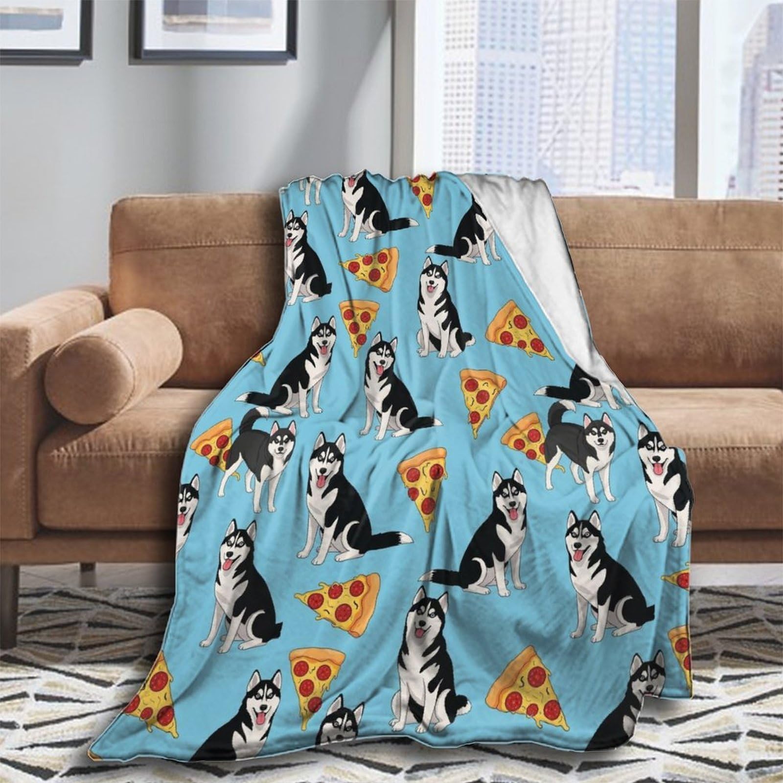 Oudrspo Fleece Blanket for Couch Throw Blanket for Women Men Ice Blue and Red Fire Flame Dragon Cozy Blankets 50x40 Inches