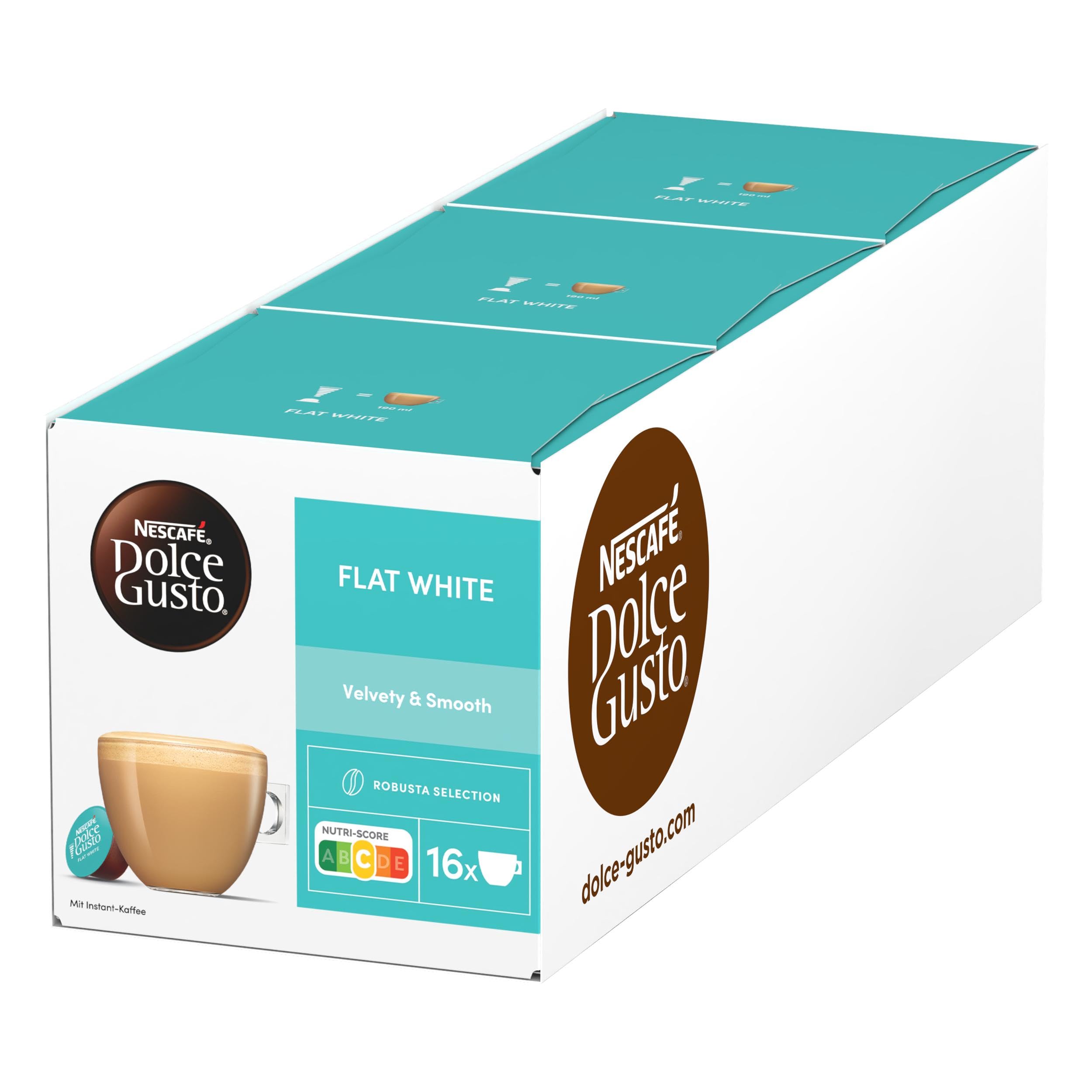 Flat White Coffee Pods 16 Capsules (Pack of 3-48 Capsules)