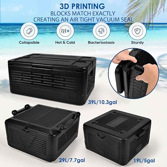 Camping Cooler, Collapsible 39L 60 Can Insulated Ice Chest, Portable Lightweight Hard Car Coolers, Large Waterproof Cooler Box Keep Cold and Warm for Camping, Hiking, Fishing, Beach-By BRILLIRARE