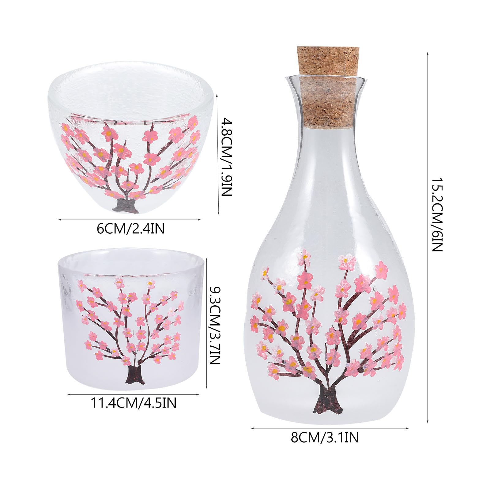 TOPBATHY Japanisches Sake Servierset mit Kanne und Bechern aus Glas
