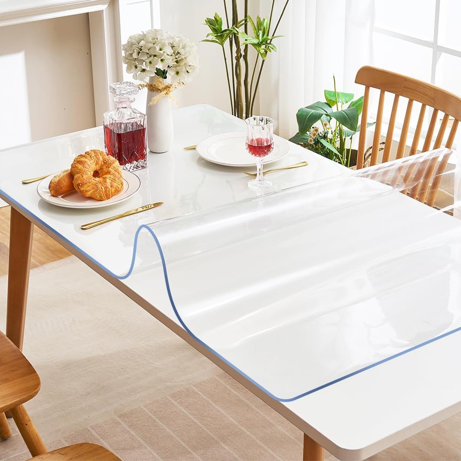 Tappetino da scrivania trasparente in PVC, 90 * 120cm Pellicola Trasparente per Tavolo, Impermeabile Sottomano Da Scrivania Trasparente per Ufficio casa(110cm*240cm)