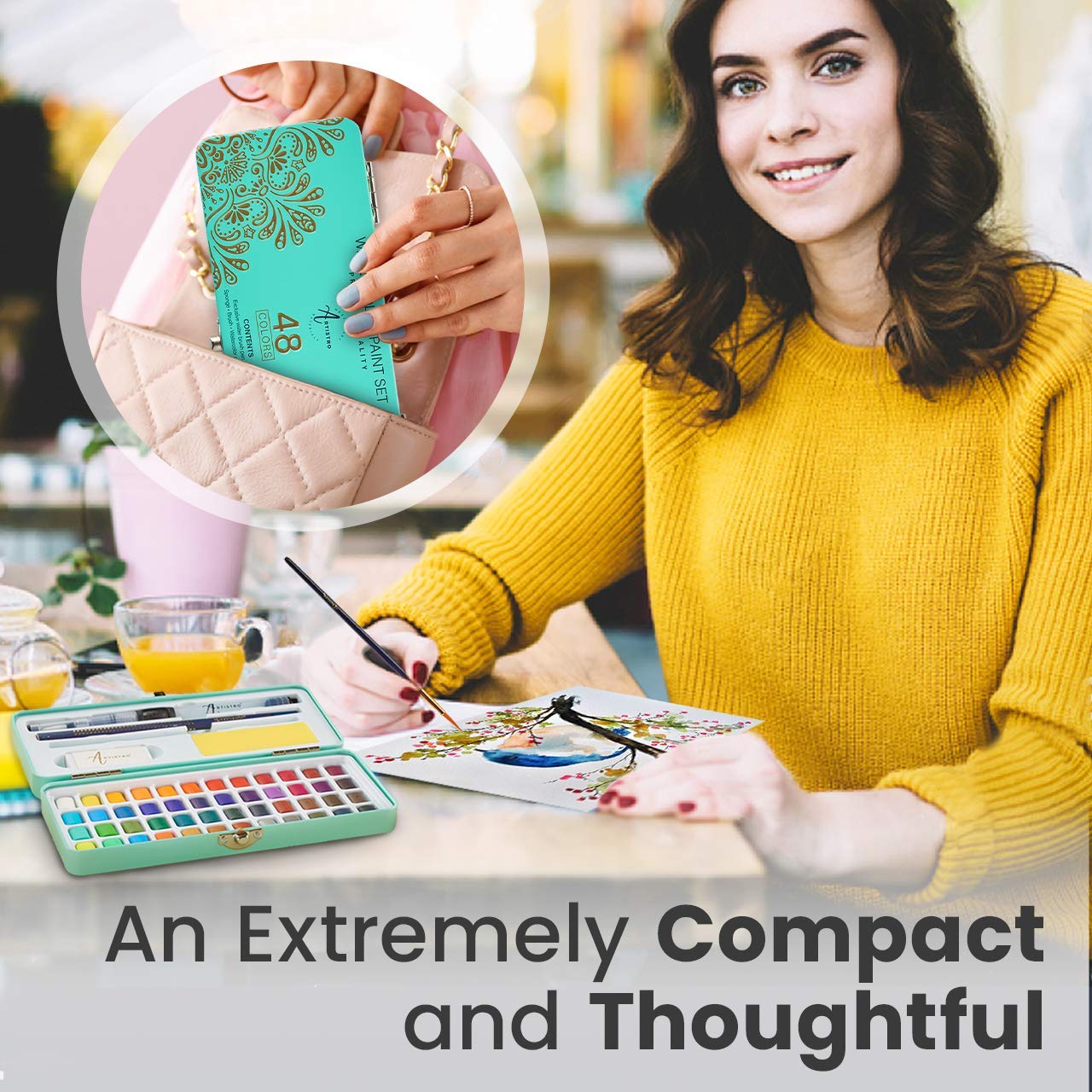 Buy ARTISTRO Watercolor Paint Set, 48 Vivid Colors in Portable Box