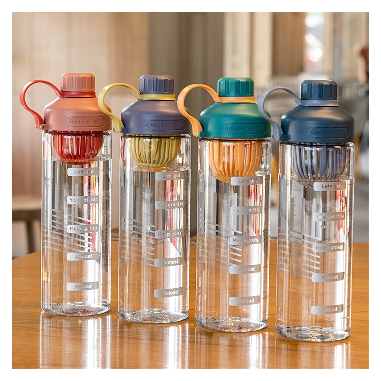MRKU Bottiglia d'Acqua in plastica per Bere, Portatile, per Sport, tè, caffè, Utensili da Cucina, Bottiglia d'Acqua a Prova di perdite per la Scuola, Bottiglie d'Acqua
