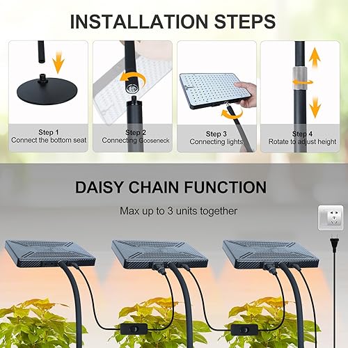 Miniatura 4 de FECiDA Luces de cultivo de escritorio para plantas de interior, luz de cultivo de mesa UV-IR de espectro completo, 2000 lúmenes LED bonsái lámpara