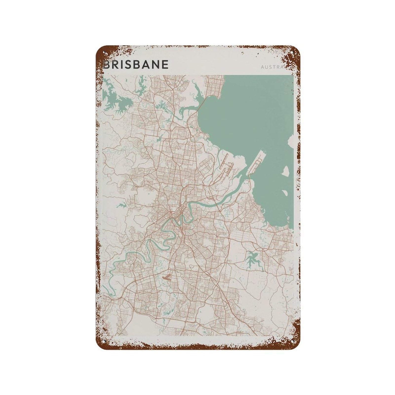 xiaoxiaoshen Brisbane Map City Australia (2) Wall Decor Art Metal Tin Poster Modern Home Decor Art Home Bar Shop Decorations Vintage Sign 30x20cm