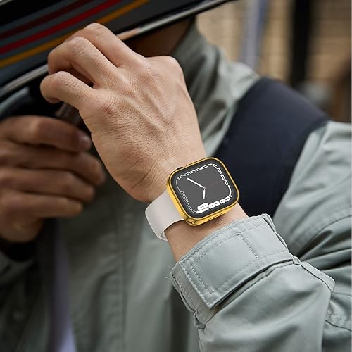 Vista 55 de 2 Pack 2 in 1 Waterproof Case for Apple Watch Series SE 6 5 4 44mm, Straight Edge PC Front & Back Bumper with Tempered Glass Screen Protector 360