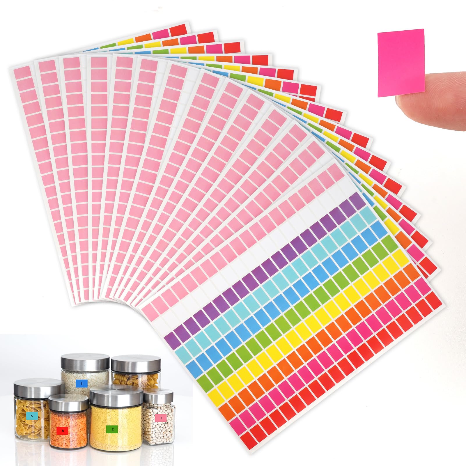 2800PCS Rectangular Coloured Stickers 1/2" x 3/4" Self-Adhesive Colour Coding Labels for Office School Craft Organisation 10 Colours Small Sticky Labels for Organising, Price Tags
