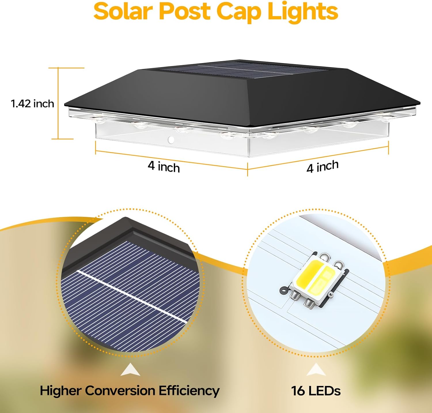 Mlambert 12 Pack Solar Post Cap Lights Outdoor - 3 Lighting Modes Waterproof LED Solar Post Lights Fit 3.5×3.5 Wood/4×4 Vinyl Fence Deck Posts, Black