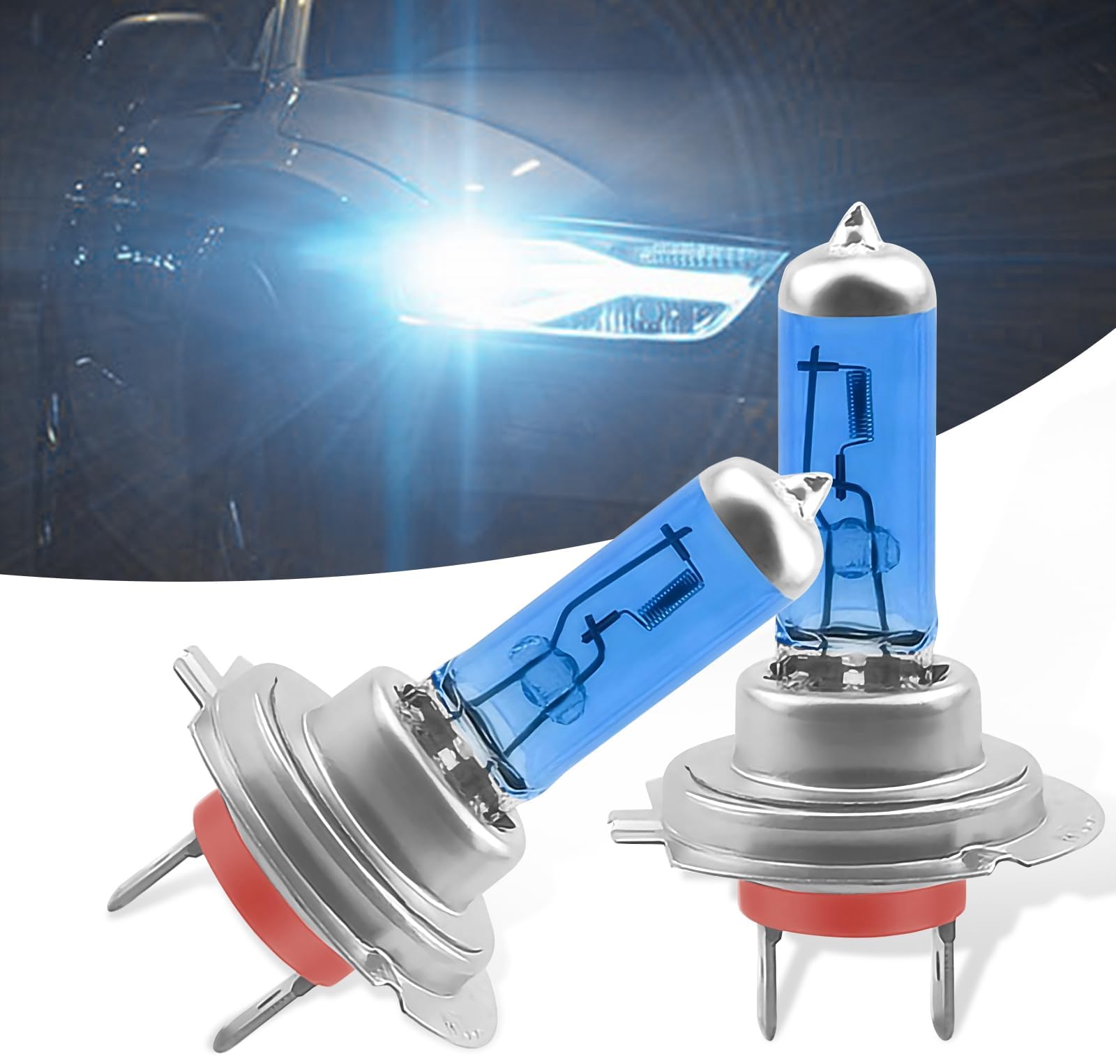 Pack-2 H7 Halogen Bulbs, Car Light Bulbs, 12V 100W Car High Beam Lights, Automobile Lights Replacement Kit, Universal for Most Cars, SUVs and Vans (White #H7)