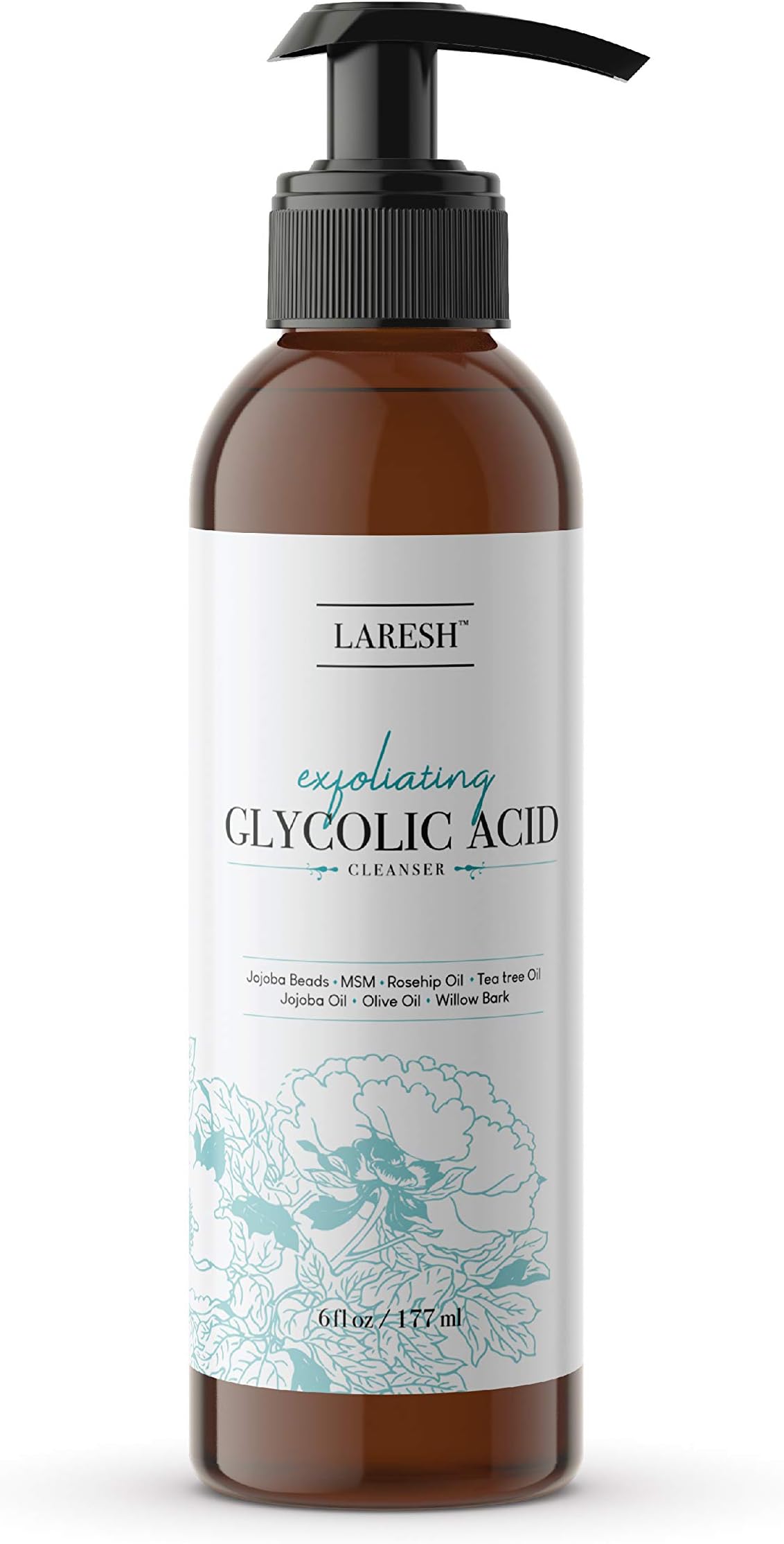 Glycolic Acid Face Wash with Crubber Pad- LARESH Exfoliating, AHA Facial Acne Cleanser for Men & Women. Foaming with Jojoba Beads & Tea Tree. Anti-Aging Skin Brightening for Oily to Normal Skin