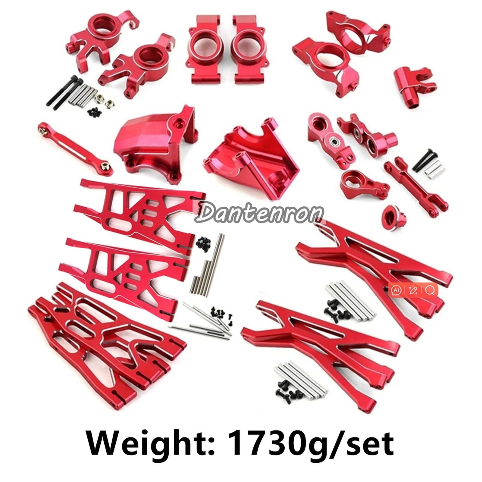 Dantenron Full Set Kit Upgrade Parts for 1/5 RC Truck Car Traxxas X-Maxx 6S 8S Steering Group,Rear Axle Mount,Swing Arm Gearbox Shell,Caster Block,Steering Cup,Servo Base (Red)