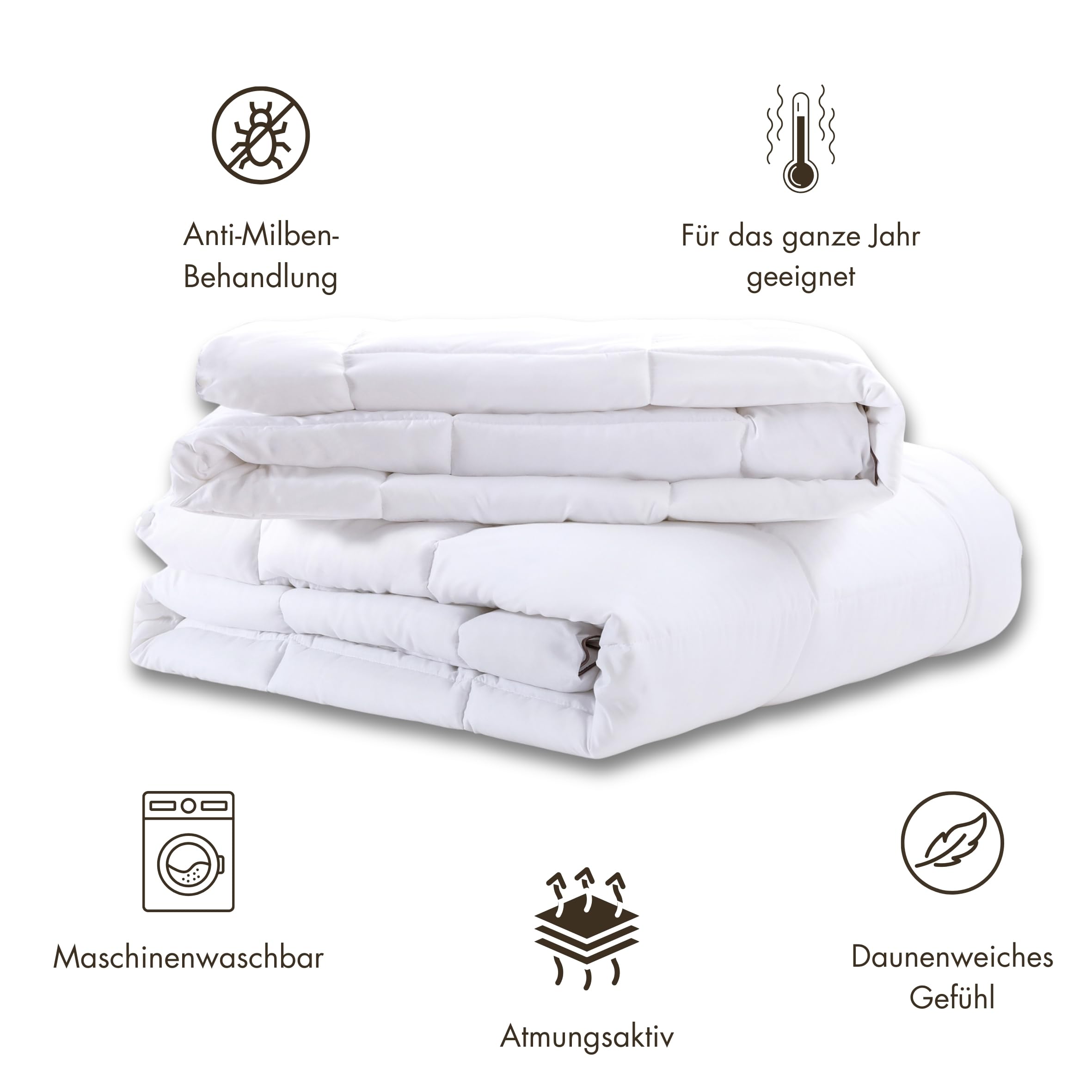Nora Home Bettdecke 155x220 4 Jahreszeiten 2 teiling Antimilben. Sommerdecke 125 GSM + Ganzjahresdecke 250 GSM = Winterdecke 375 GSM. 2 Steppdecke für Vierjahreszeiten/Sommer/Winter. Oeko-TEX - Duo