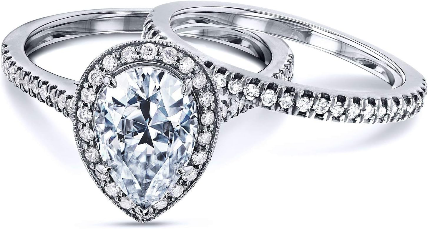 Kobelli Pear Shape Moissanite Halo Bridal Set (2 3/5 CTW)