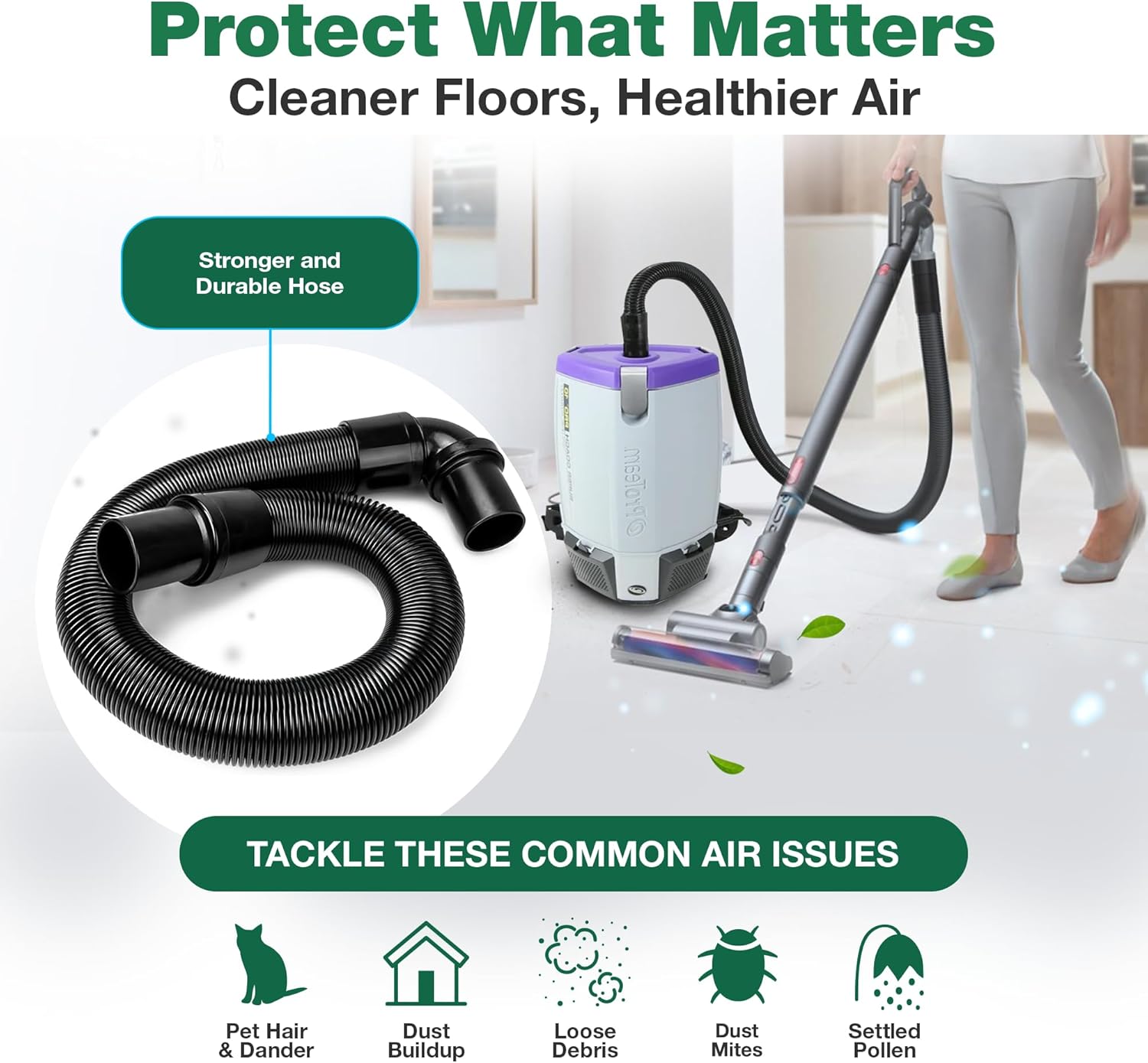 Static Dissipating Backpack Vacuum Hose (1-1/2-inch Cuffs) Replacement Compatible with ProTeam Super Coach Vac, Mode 6 and other models, Part 103048 - by Think Crucial (1 Pack)