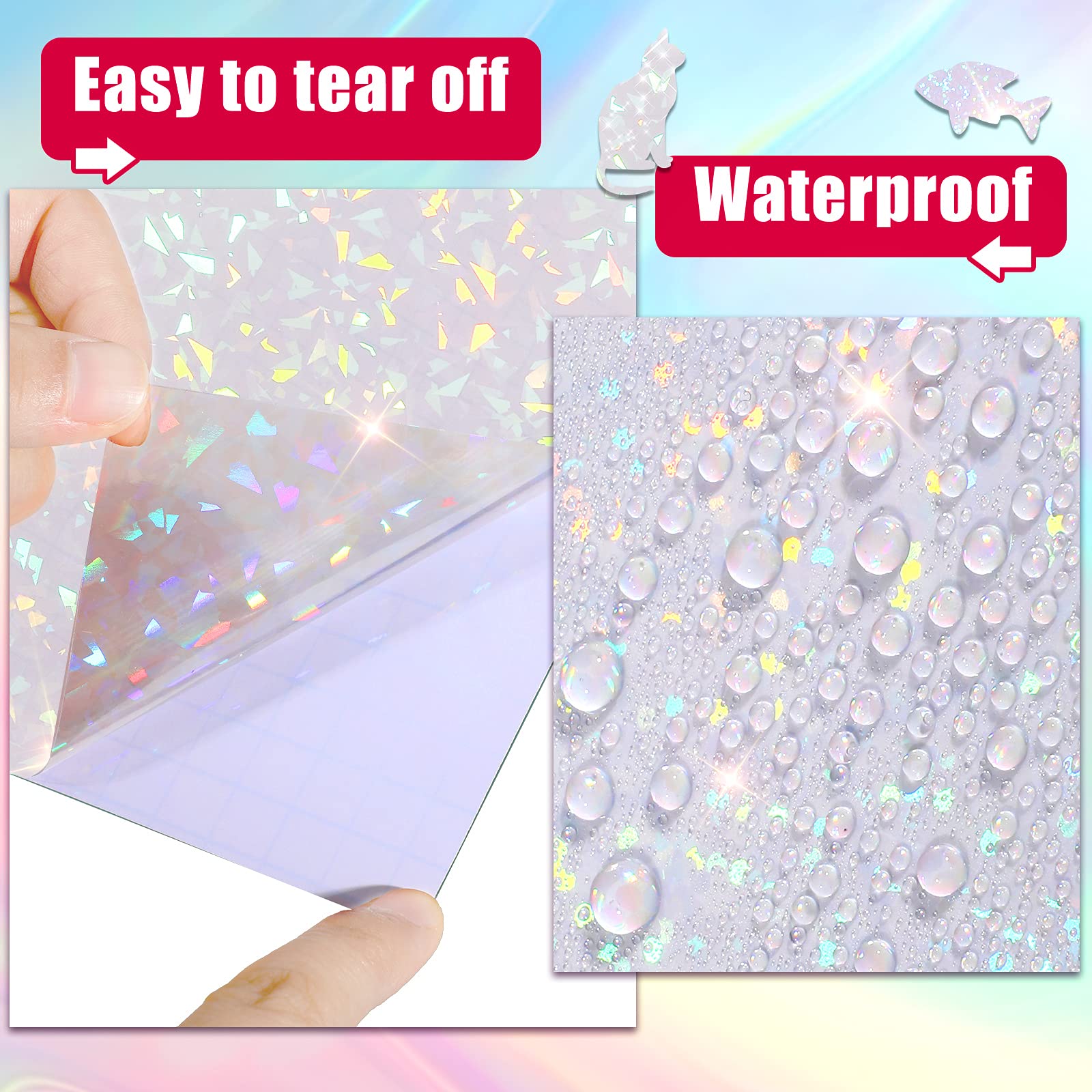 Buy 24 Sheets Holographic Sticker Paper A4 Size Printable Vinyl Sticker