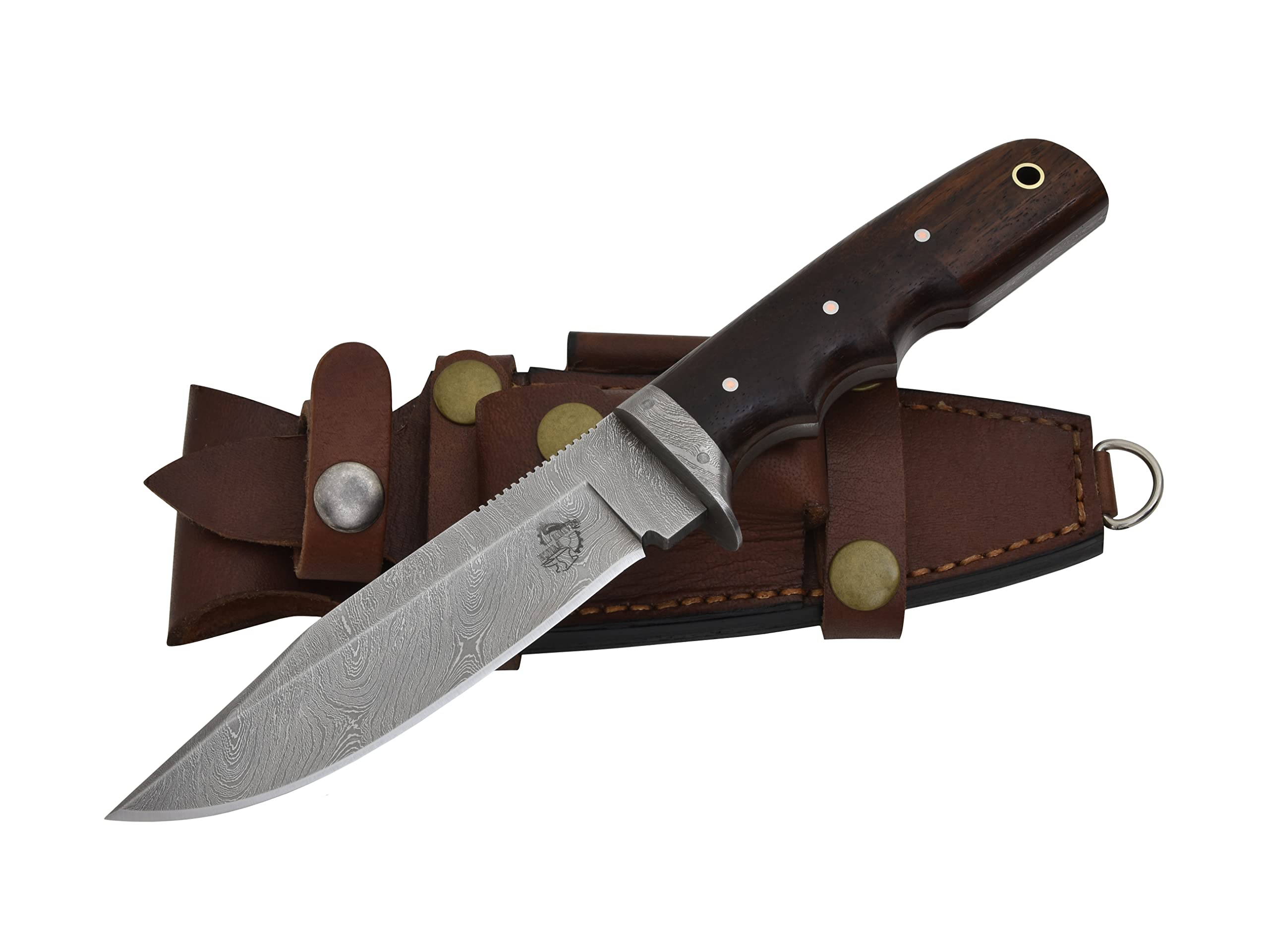 Sponsored Ad - Knives Ranch 9-1/2" Handmade Hunting Knife- Full Tang Damascus Bushcraft Camping Knife- Rosewood Handle-Heavy Duty Leather Sheath (2151-IRW)
