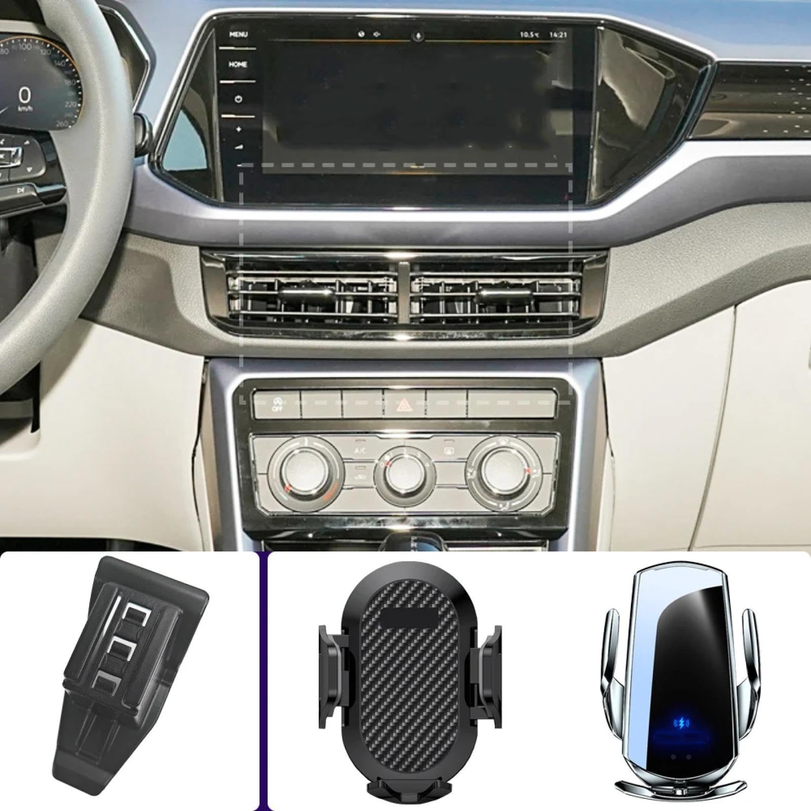 Soporte Móvil Coche para VW T-Cross 2019-2023, Soporte para teléfono de Coche Soportes para teléfono móvil Base Fija Especial para Coche