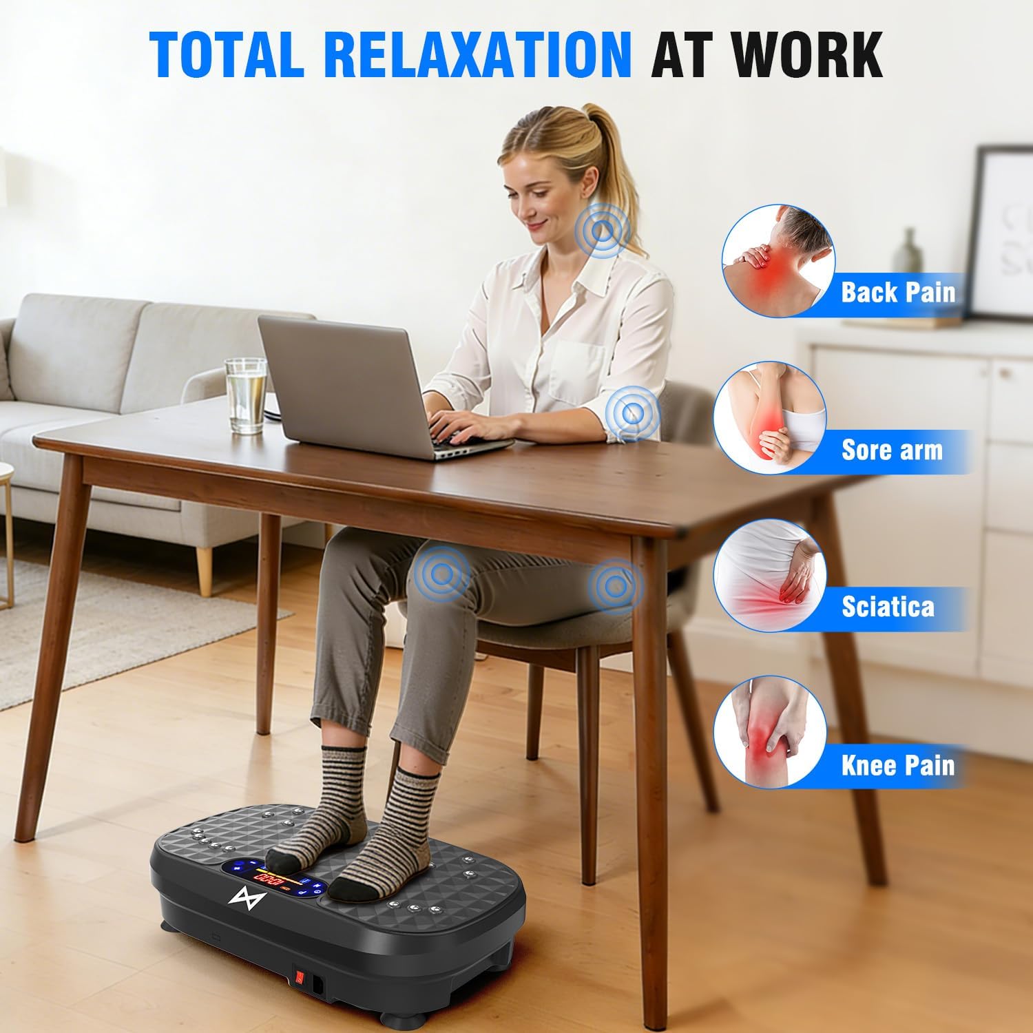 AXV Vibration Plate Fitness Platform Exercise Machine Vibrating Shaking Full Body Shaker Workout Vibrate Stand Shake Board Sport for Weight Loss Fat Burner for Gym Home Office