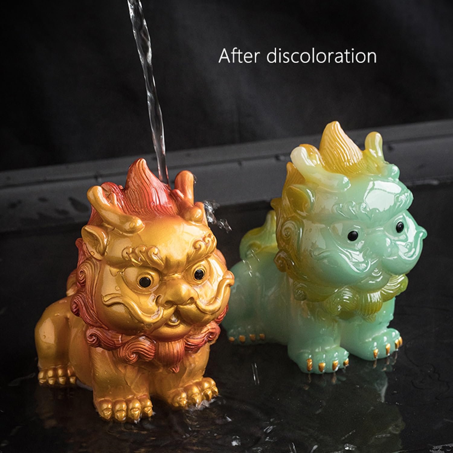 Herbata Pet Ornament Kolekcja Chińskiej Rzeźb Feng Żywica Mityczne Dzikie Zwierzę Kolor Zmieniający Akcesoria Do Zestawu Herbaty, Statuetka Biurko Herbata Ozdoba Dla Miłośników Herbaty Prezenty Do Her