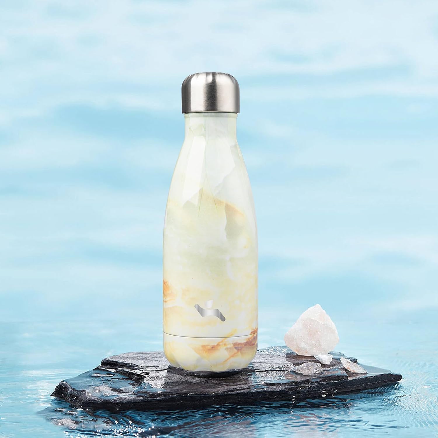 Insulated Water Bottles,12 oz Double Wall Stainless Steel Vacumm Metal Flask for Sports Travel,Marble Jade - Image 6